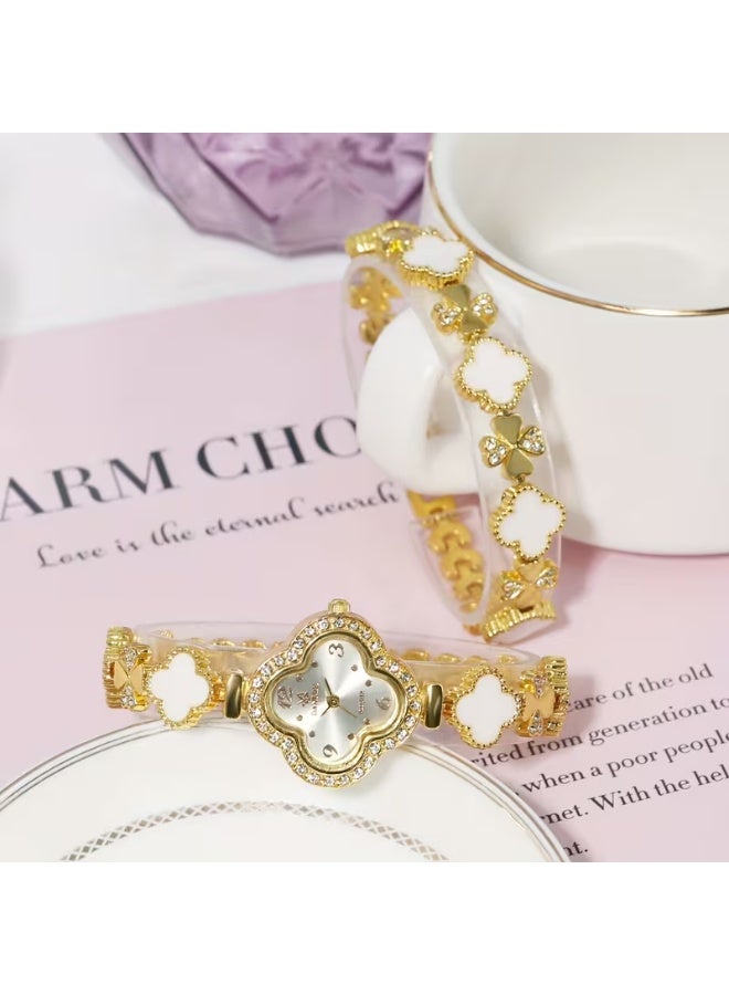 aeen High-Quality Women’s Watch with Clover Lucky Design, Quartz Movement & Bracelet – Chic & Trendy, Jewelry for Mother, Daughter, Wife, Teens & Friends - Image 2